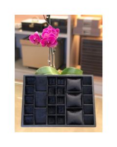 Bandeja de Joias - 35x25 - Externo    Couro Vuolo Preto - Interno Veludo Jet Black ( Verifique as opções) 