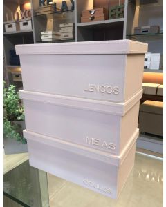 Caixas Organizadoras  50X30X20 - Em Externo Sintético Rosa Seco e Interno Camurça Rosa BB.