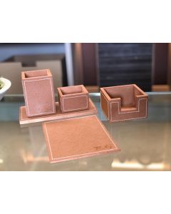Conjunto Escritório - 3 Peças - Em Sintético e Camurça - Com 2 Clichês