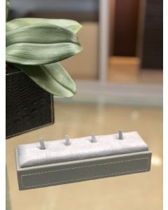 Porta anel 4 Pares ( base em couro ) - 21x6x4 cm