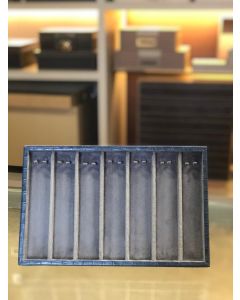  Bandeja de Joias - 30x19 - Externo Couro Croco Azul- Interno  Camurça Frejá