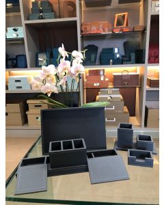 Conjunto Escritório - 5 Peças - Externo e Interno Sintético Chumbo Granulado